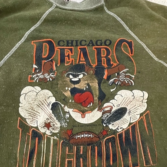 Vintage Tasmanian Devil Looney Tunes Chicago Bears 1990s Sweatshirt Kids Boys - Picture 4 of 5